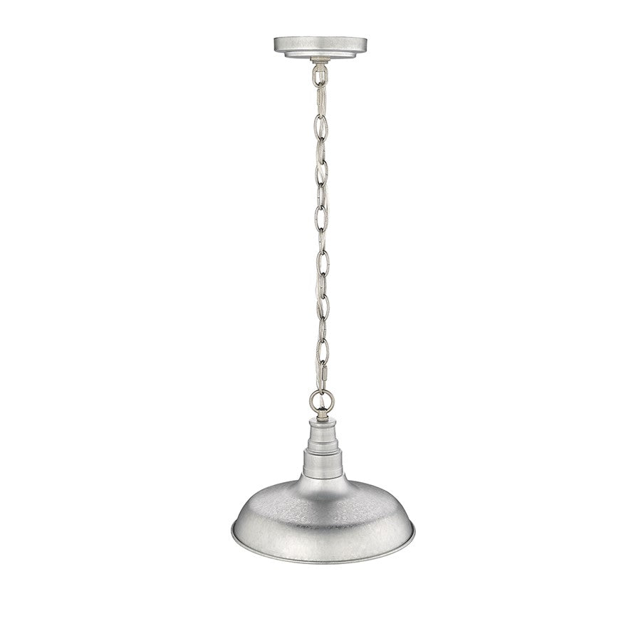 Millennium Lighting Milltown 1 Light Outdoor Pendant, Galvanized