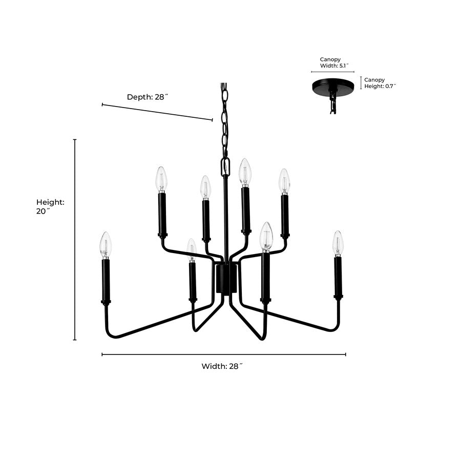 Millennium Lighting Savanne 8Lt Chandelier, Black