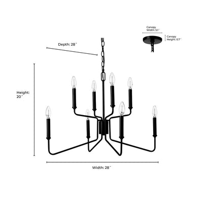 Millennium Lighting Savanne 8Lt Chandelier, Vintage Brass