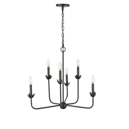 Millennium Lighting Freesia 6 Light 25" Chandelier, Matte Black
