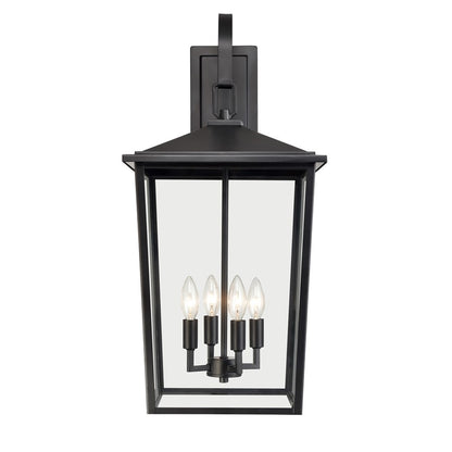Millennium Lighting Fetterton 4Lt Outdoor Wall Sconce, Black/Clear - 2984-PBK