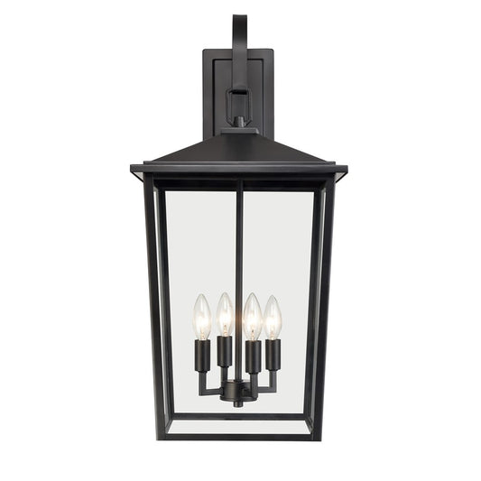 Millennium Lighting Fetterton 4Lt Outdoor Wall Sconce, Black/Clear - 2984-PBK