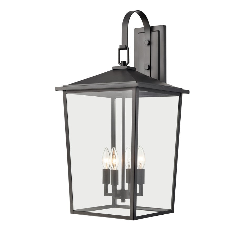 Millennium Lighting Fetterton 4Lt Outdoor Wall Sconce, Black/Clear