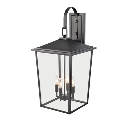 Millennium Lighting Fetterton 4Lt Outdoor Wall Sconce, Black/Clear