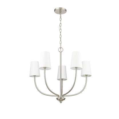 Millennium Lighting Kandor 5Lt Chandelier, Nickel/White Fabric