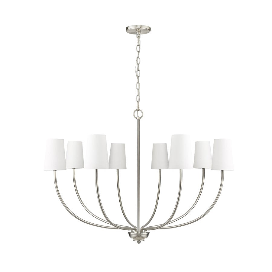 Millennium Lighting Kandor 8Lt Chandelier, Nickel/White Fabric - 29908-BN