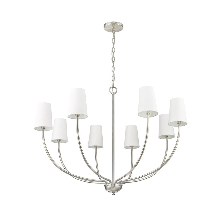Millennium Lighting Kandor 8Lt Chandelier, Nickel/White Fabric