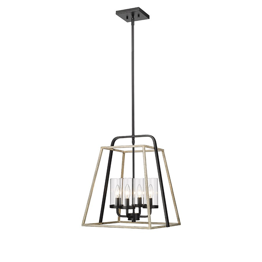 Millennium Lighting Bonnie 4Lt Pendant, Black/Grey Wood