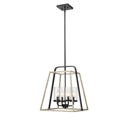 Millennium Lighting Bonnie 4Lt Pendant, Black/Grey Wood