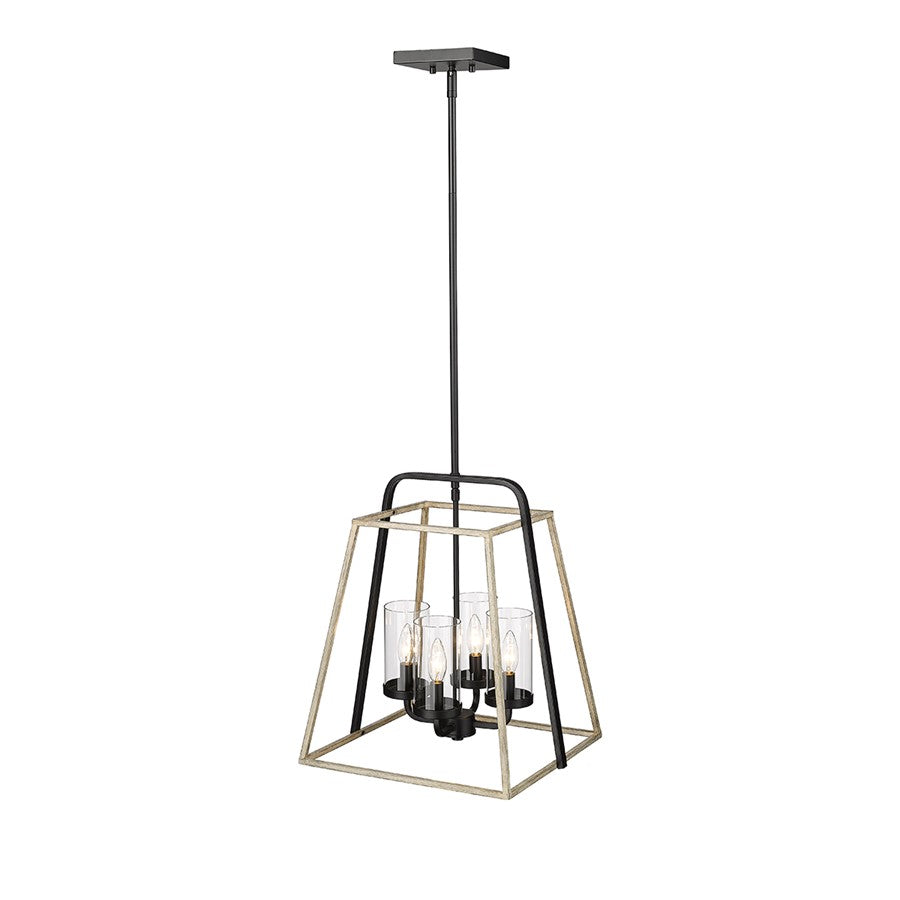 Millennium Lighting Bonnie 4Lt Pendant, Black/Grey Wood