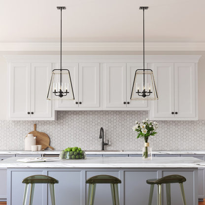 Millennium Lighting Bonnie 4Lt Pendant, Black/Grey Wood