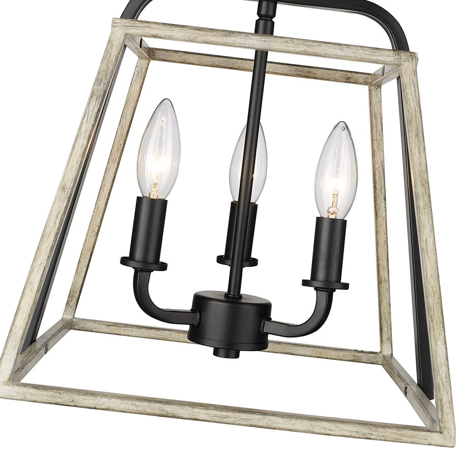 Millennium Bonnie 3Lt Semi Flush Mount, Black/Grey Wood
