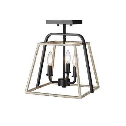 Millennium Bonnie 3Lt Semi Flush Mount, Black/Grey Wood