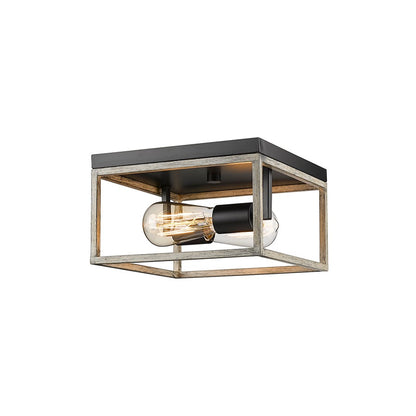 Millennium Lighting Bonnie 2Lt Flush Mount, Matte Black/Grey Wood