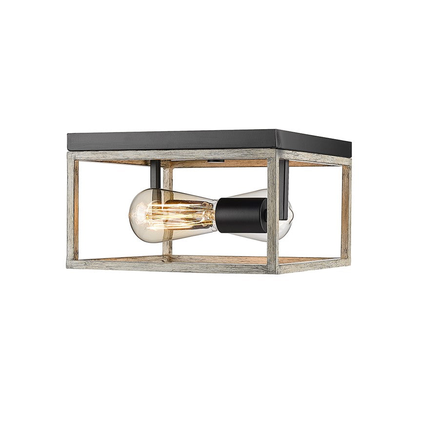 Millennium Lighting Bonnie 2Lt Flush Mount, Matte Black/Grey Wood