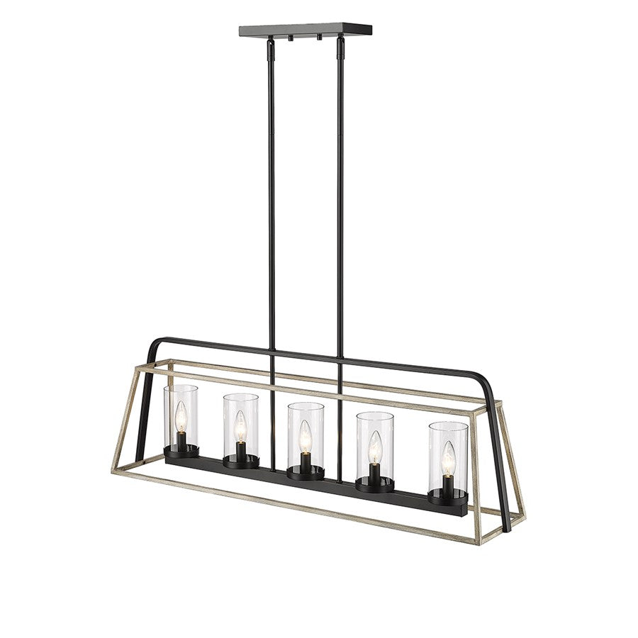 Millennium Lighting Bonnie 5Lt Chandelier, Black/Grey Wood - 3015-MB-GW
