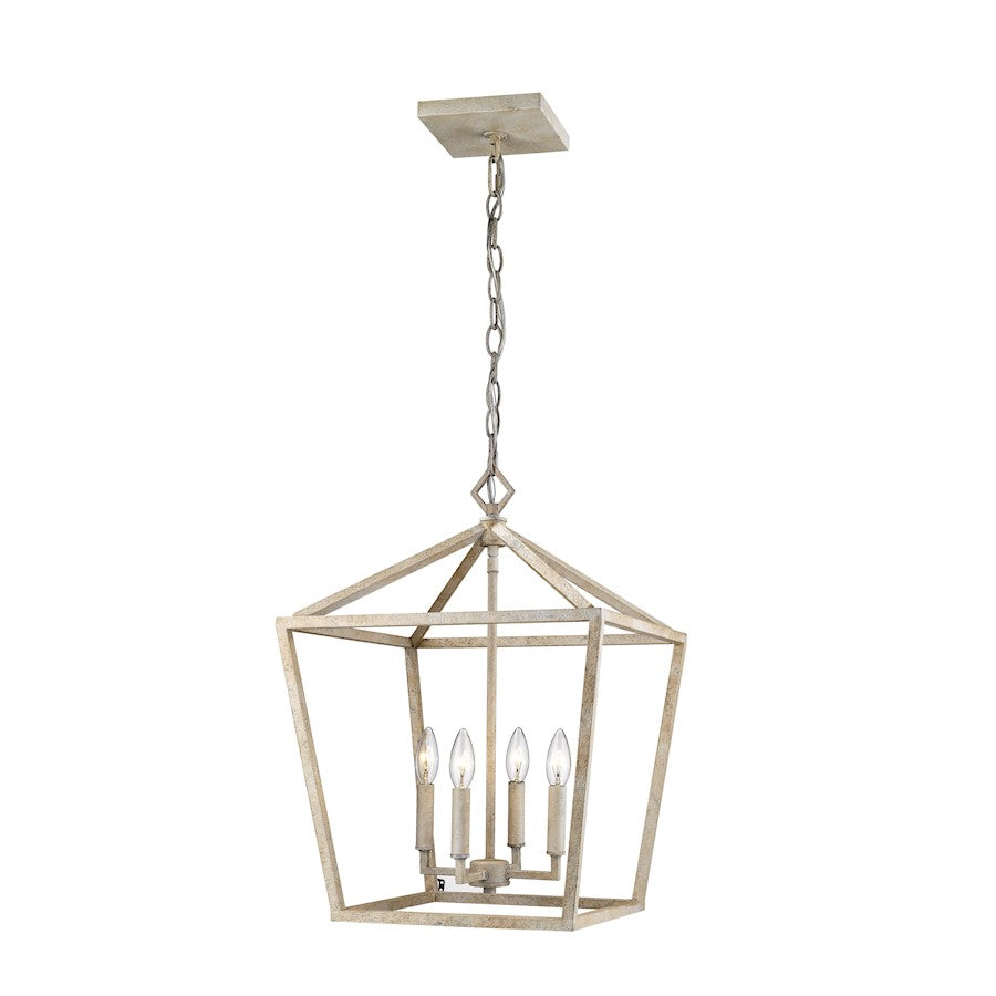 4 Light 24" Pendant, Vintage White