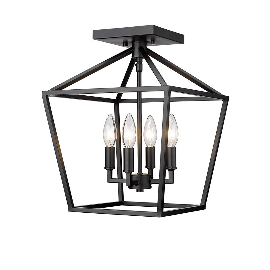 Millennium Lighting Corona 4Lt Semi-Flush Mount, Black