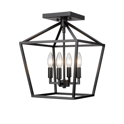 Millennium Lighting Corona 4Lt Semi-Flush Mount, Black