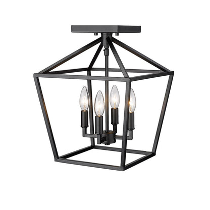 Millennium Lighting Corona 4Lt Semi-Flush Mount, Black