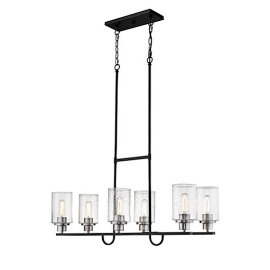 Millennium Clifton 6 Light 59" Island, Matte Black/Brushed Nickel