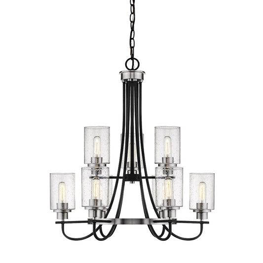 9 Light 31.5" Chandelier, Black