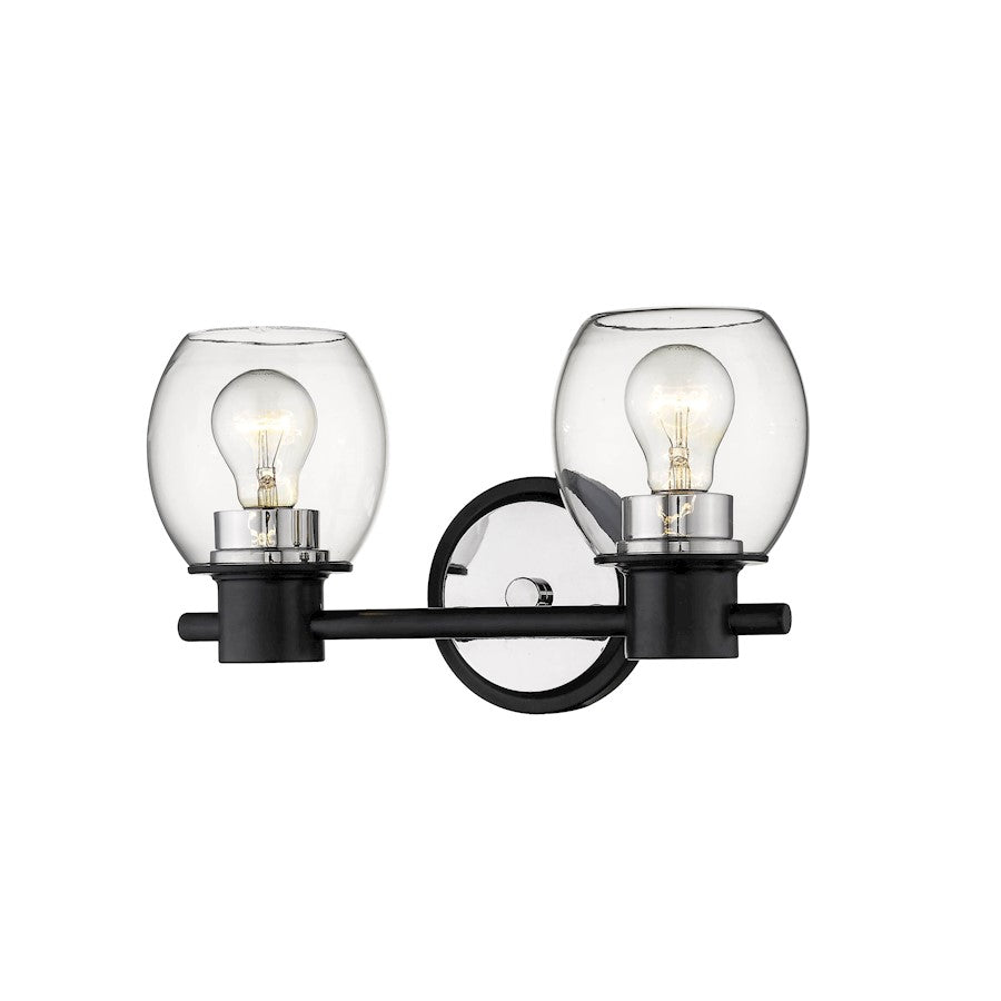 2 Light 75" Vanity, Matte Black