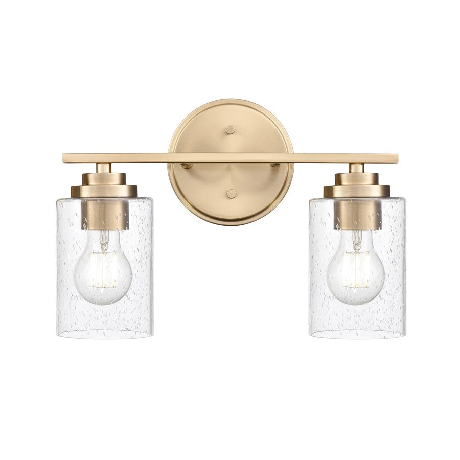Millennium Lighting Moven 2Lt 14" Vanity, Modern Gold/Clear Seeded