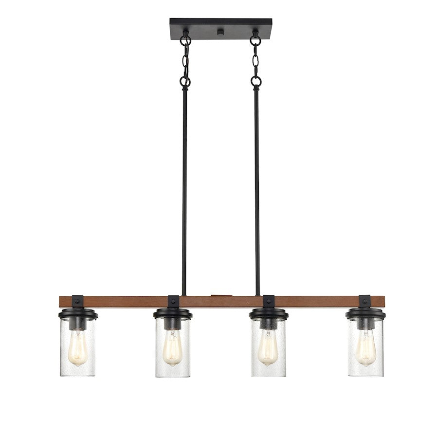 Millennium 4 Light 46.25" Island, Matte Black/Wood Grain