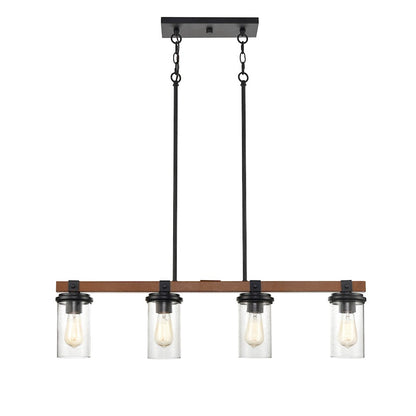 Millennium 4 Light 46.25" Island, Matte Black/Wood Grain