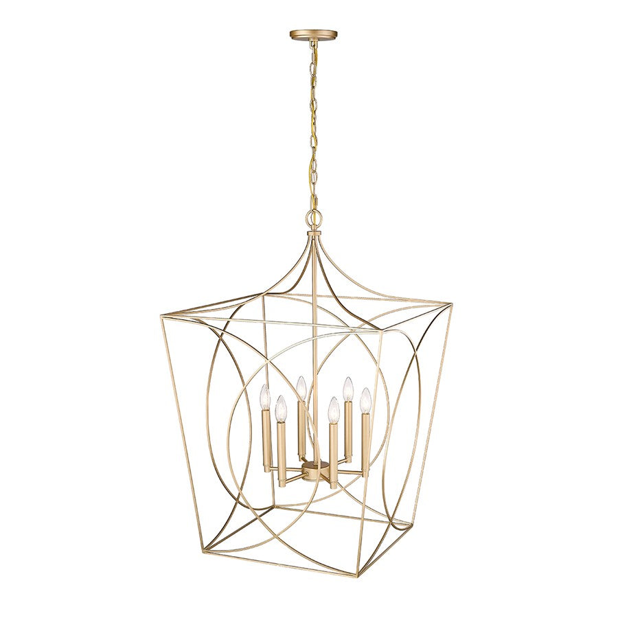 Millennium Lighting Tracy 6Lt Pendant, Painted Modern Gold