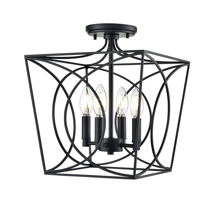 Millennium Lighting Tracy 4Lt Semi-Flush Mount, Black