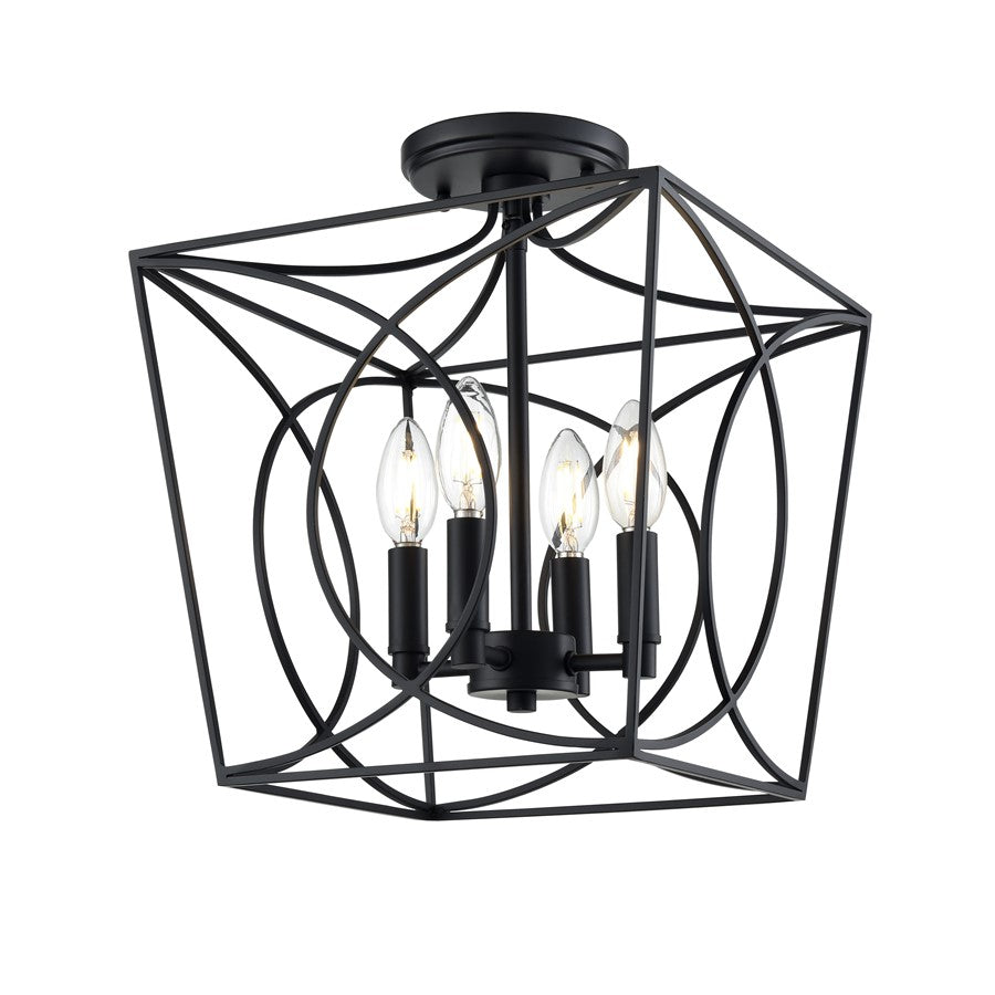 Millennium Lighting Tracy 4Lt Semi-Flush Mount, Black