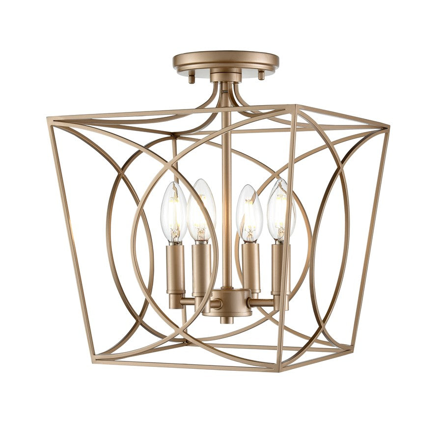 Millennium Lighting Tracy 4Lt Semi-Flush Mount, Painted Modern Gold