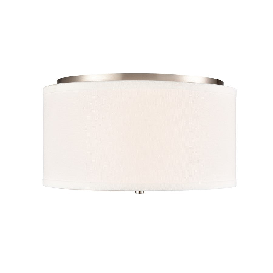Millennium Lighting Guyten 2Lt 13" Flushmount, Brushed Nickel/White
