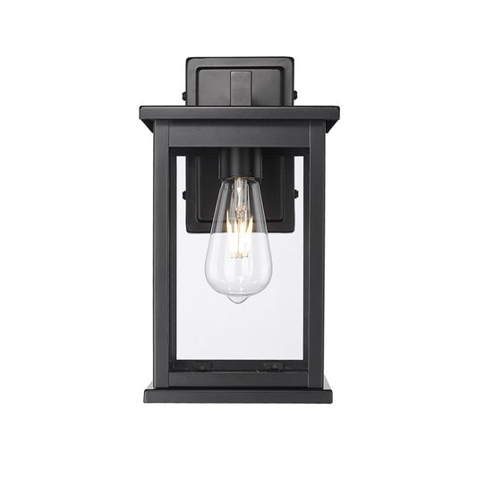 Millennium Lighting Bowton II 1Lt 12" Outdoor Sconce, Black/Clear - 4102-PBK