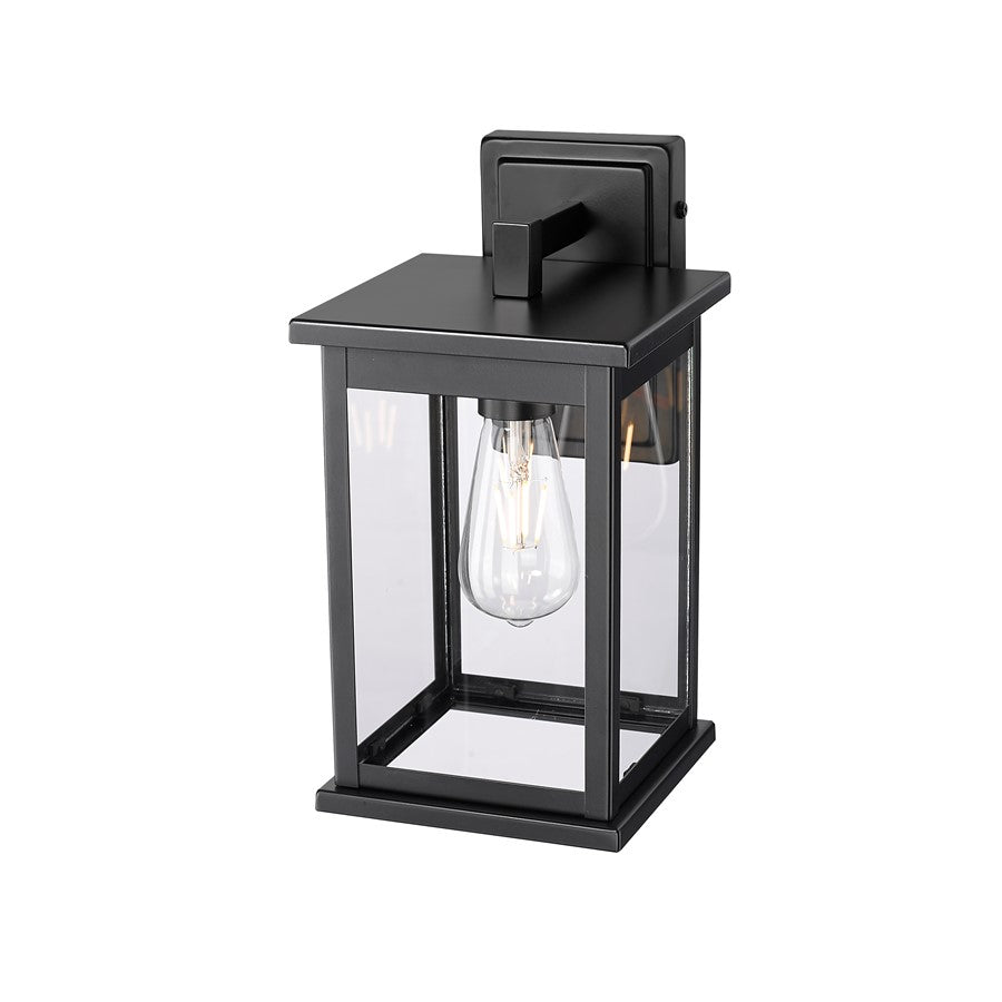 Millennium Lighting Bowton II 1Lt 12" Outdoor Sconce, Black/Clear