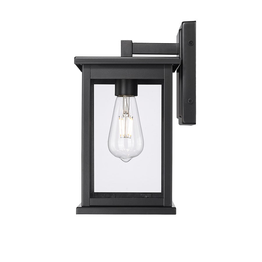 Millennium Lighting Bowton II 1Lt 12" Outdoor Sconce, Black/Clear
