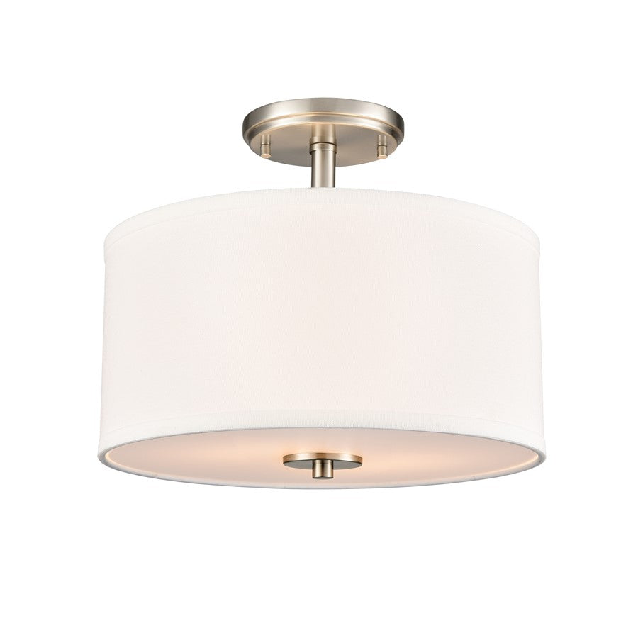 Millennium Lighting Guyten 2Lt 13" Semi-Flush Mount, Nickel/White - 41102-BN