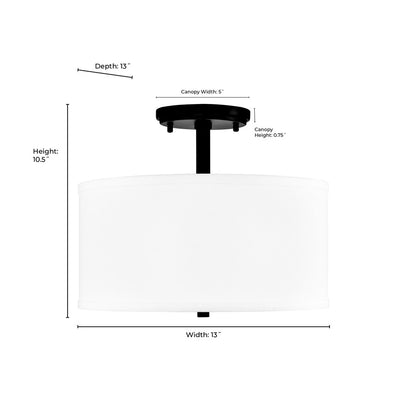 Millennium Lighting Guyten 2Lt 13" Semi-Flush Mount, Black/White