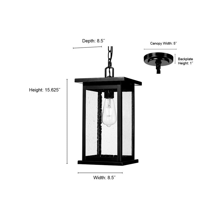 Millennium Lighting Bowton 1Lt Outdoor Hanging Lantern, Black/Clear