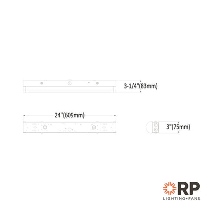 RP Lighting Linear 2' Strip LED Light, White/MS/EM