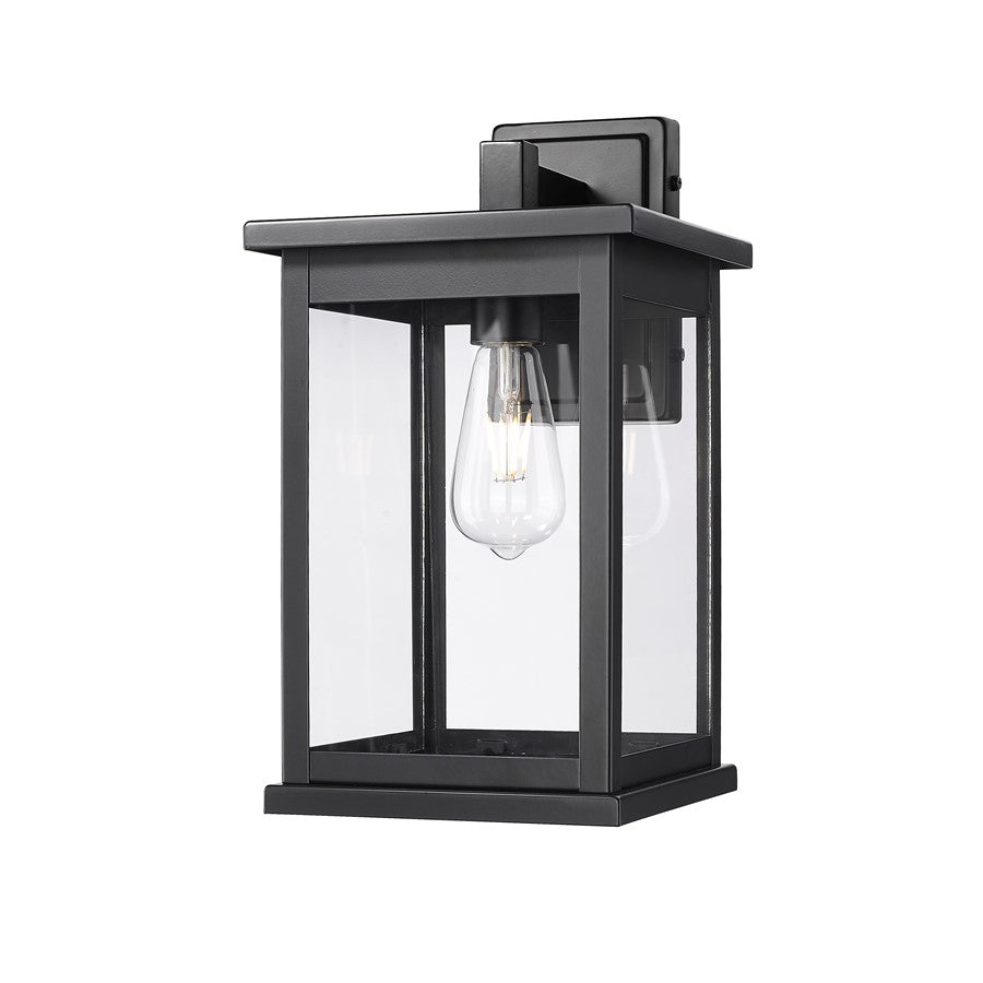 Millennium Lighting Bowton II 1Lt 15" Outdoor Sconce, Black/Clear