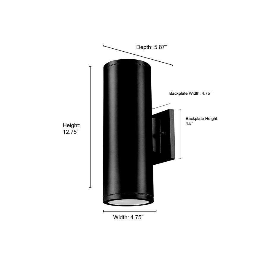 Millennium Vegas 2Lt 13" Outdoor Wall Sconce/Round, Black/Frosted