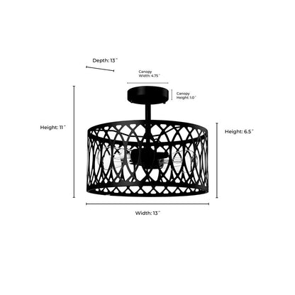 Millennium Lighting Arelyn 1Lt Semi-Flush Mount, Black