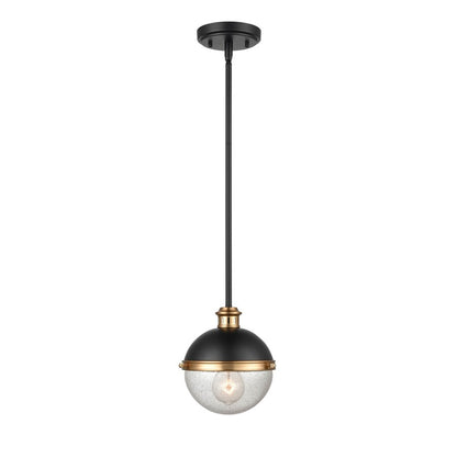 Millennium Lighting Ellmira 1Lt Pendant, Black/Aged Brass - 4250-MB-AB