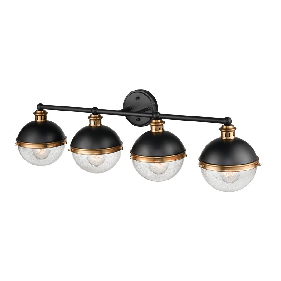 Millennium Ellmira 4Lt Bathroom Vanity Light, Black/Aged Brass
