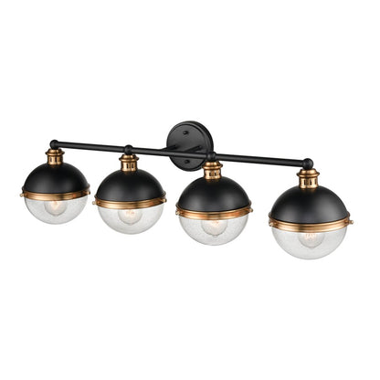 Millennium Ellmira 4Lt Bathroom Vanity Light, Black/Aged Brass