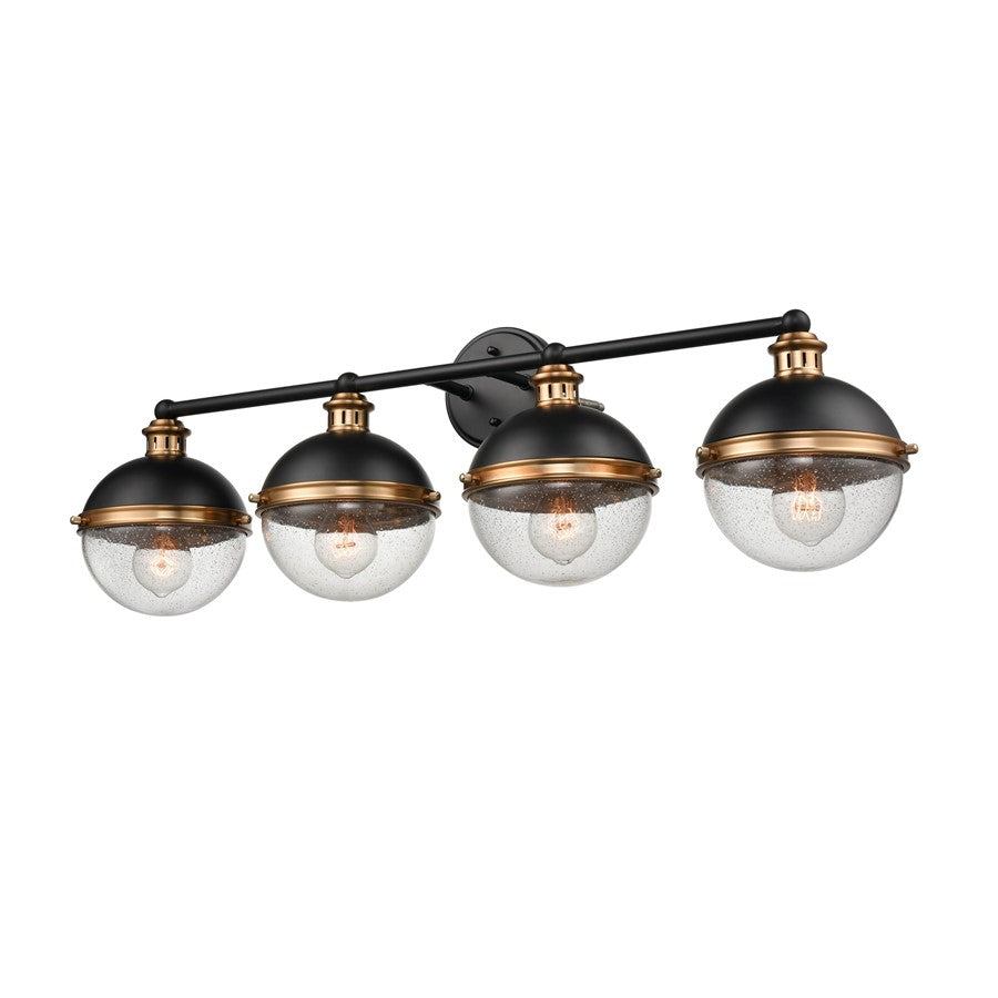 Millennium Ellmira 4Lt Bathroom Vanity Light, Black/Aged Brass