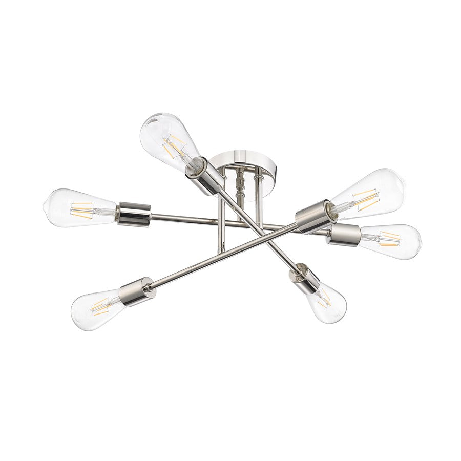 Millennium Lighting Decco 6Lt Semi Flush Mount, Polished Nickel